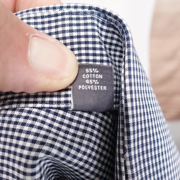 Van Heusen Shirt Mens XL 17.5 34/35 Blue White Check Dress Wrinkle Free - Picture 8 of 9